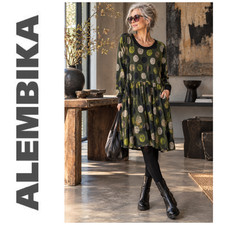 Alembika Sz 2 US 8-10 Green Polka Dot Dress Art to Wear Lagenlook Avant Garde picture