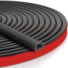 19.7Ft Silicone Weather Stripping D Shaped Adhesive Seal Strip Black 3/8x1/4 picture
