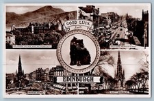 Scotland Postcard Goodluck from Edinburgh Multiview c1940's RPPC Photo picture