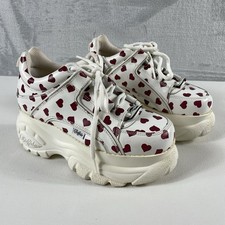 Buffalo London Classic Platform Discontinued White Red Hearts Size 37 picture