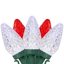 Northlight LED Faceted C9 Christmas Lights - Red and Pure White - 66' Green Wire picture