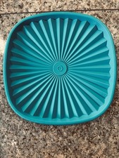 Vintage Tupperware Dark Teal Sunburst Replacement Lid Square Starburst 837-4 picture
