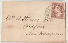1850s 3c Washington Scott 11A Type II 31L3 Plate 3 Philadelphia Bedford NH Cover picture