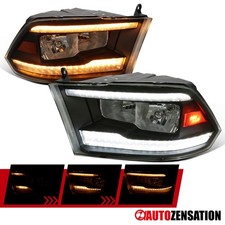 Fit 2009-2018 Dodge Ram 1500 2500 3500 Black Smoke Headlights LED Sequential picture