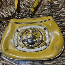 Kathy Van Zeeland Small Yellow Vinyl Crossbody Purse Shoulder Bag picture