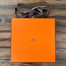 HERMÈS Orange Square Gift Box with Ribbon, Solid Cardboard/Paper, 1 Item picture