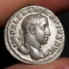 Severus Alexander Denarius Choice VF 231AD Ancient Roman Empire Silver Coin picture