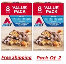 Atkins Snack Bar, Caramel Chocolate Nut Roll, Keto Friendly, 8 Ct (2 Packs) picture