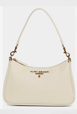 Kurt Geiger Ivory Shoulder Bag Zip Gold Hardware Chain Detachable Strap picture