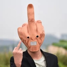 Middle Finger Latex Full Head Mask Funny Halloween Prank Costume Prop 2026 USA picture