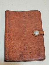RARE ANTIQUE BUFFALO INDIAN HEAD LIBERTY SNAP LEATHER JOURNAL COVER. EARLY 1900S picture