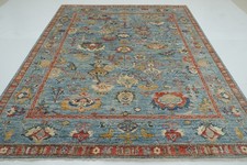 8x10 ft Blue Turkish Oushak Hand Knotted Wool Oriental Rug picture