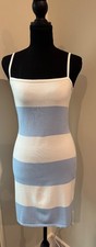 French Connection bodycon knit blue/white strappy dress size small new with tags picture