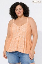 Torrid Peach Floral Tiered Tank Top – Size 2X picture