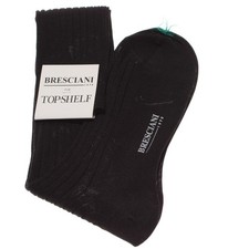 Bresciani NWT Over the Calf Dress Socks Size M in Black 100% Cotton picture