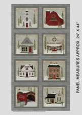 Christmas House Barn Church Fabric 24