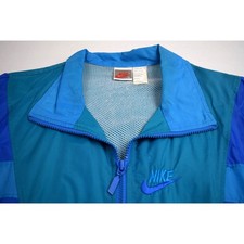 Vintage 80s Nike Windbreaker Jacket Mens XL Blue Teal Embroidered Gray Tag picture