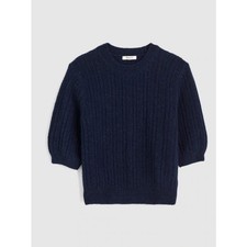 Madewell Cloudsoft Charm Stitch Hazel Sweater Tee Small Navy Blue Preppy juniper picture