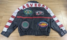 Oscar Piel Pelle Pelle Style Leather Bomber Jacket Fur Lined Size XXL Vintage picture