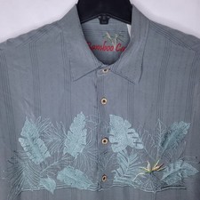 Bamboo Cay Shirt Mens XL Green Embroidered Bird Of Paradise Camp picture