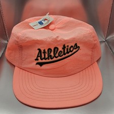 Vintage 90s Annco Oakland Athletics Neon Pink Snapback Hat Adjustable Nylon Cap picture