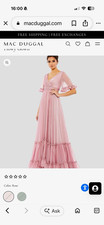 Mac Duggal Rose Chiffon Maxi Dress Ruffle Short Sleeve Regular Size 4 picture