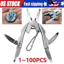 Pocket Multi Tool Pliers Mini Folding Key Chain Fishing Camping Small Pliers Lot picture