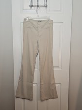 Vintage Guess Jeans Y2K Tan Beige Rayon Stretch Flare Trouser Pants 28 picture
