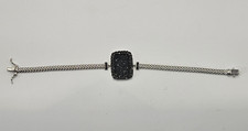 JTV 1.96CTW Black Spinel Dog Tag Rhodium over Sterling Popcorn Bracelet 7.5