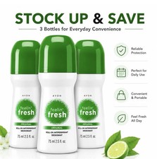 Avon Feelin' Fresh Original Roll-On Antiperspirant 48-Hour 3 Pack picture