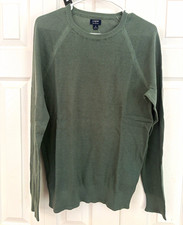 J.CREW Men’s Green Cotton Knit Solid Crew Neck Pullover Sweater M picture
