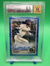 2020 Bowman Draft Chrome Draft Autographs Garrett Mitchell Blue Wave Auto /150 picture