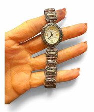 Geneva Women's Quartz Oval Silver-Tone Bracelet Watch White Roman Dial Dress picture