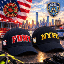 NY Yankees FDNY NYPD 9/11 Memorial 2026 Black Hat 3D Embroidered ONE SIZE picture
