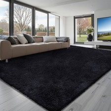 VEVOR Indoor Plush Area Rug 8 x 10ft Black Plush Carpet for Living Room Bedroom picture