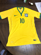2014 Nike Brazil Neymar Jr #10 Dri-FIT Yellow Soccer Jersey Men’s Size L picture
