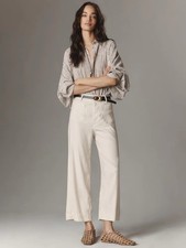 Anthropologie White Maeve The Colette Cropped Wide Leg sz 24 picture