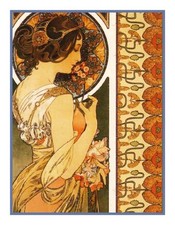 Alphonse Mucha's Cowslip Counted Cross Stitch Chart Graph Pattern picture