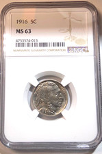 1916 Buffalo Nickel NGC MS 63 - Lots of Pastel Coloring - Beautiful Coin picture