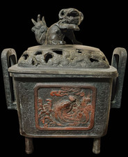 Antique Japanese Copper Incense Burner Shishi Lion Murata Seicho Edo Period picture