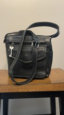 Fossil 1954 Crossbody Purse Black Pebbled Leather Crossbody Bag With Key 75082 picture