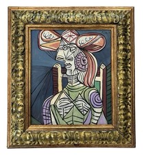 Pablo Picasso 1881-1973 Hand Signed ,Oil on Canvas. In The style of. Framed picture