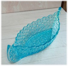 Vtg Fenton 11.5”  Blue Daisy and Button Canoe Candy Dish Bryce EAPG LG Wright picture
