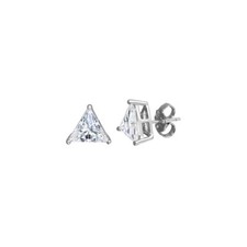 WHITE GOLD OVER 925 STERLING SILVER TRIANGLE STUD EARRINGS LAB SIMULATED DIAMOND picture