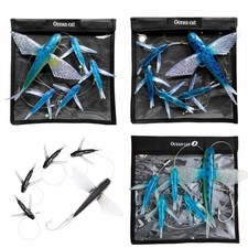 OCEAN CAT Fly Fish Set Saltwater Trolling Bag Fishing Lure Marlin Tuna Mahi waho picture