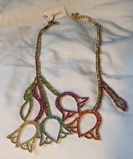 NEW Natasha Glam Flower ROSE Statement Necklace NWT bling retro color rhinestone picture