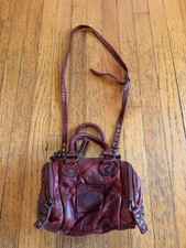 Frye Satchel Bag Womens Mini Red Leather Studded Crossbody Biker Handbag Purse picture