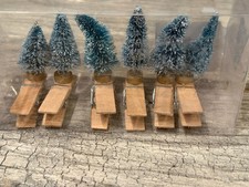 Pier 1 Mini Snowy Trees Gift Clips Set Christmas Holiday Tags Ornaments New picture