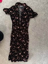 Reformation Black Rose Print Midi Dress - Size 6 picture