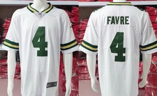 Green Bay Packers Brett Favre #4 NFL white green home away jersey picture